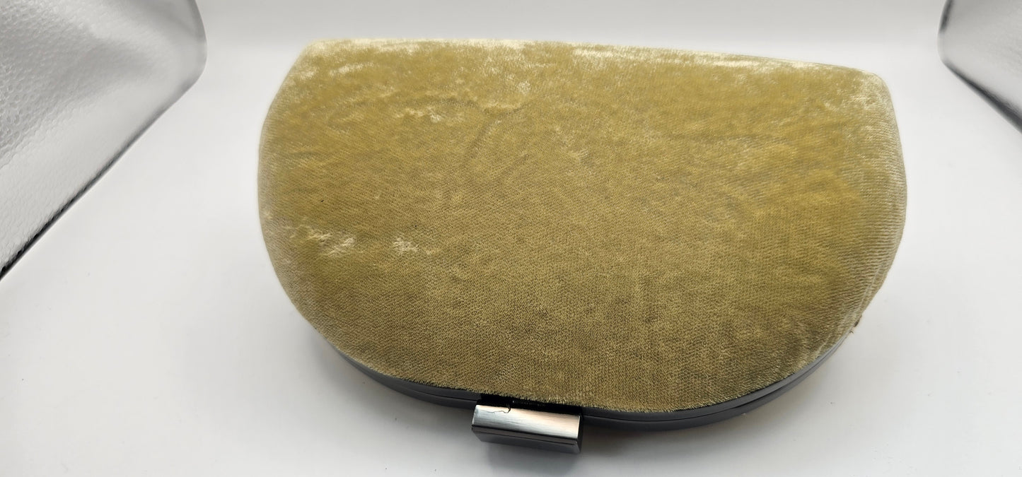 Gold Velvet Floral Embroidered Clutch Bag