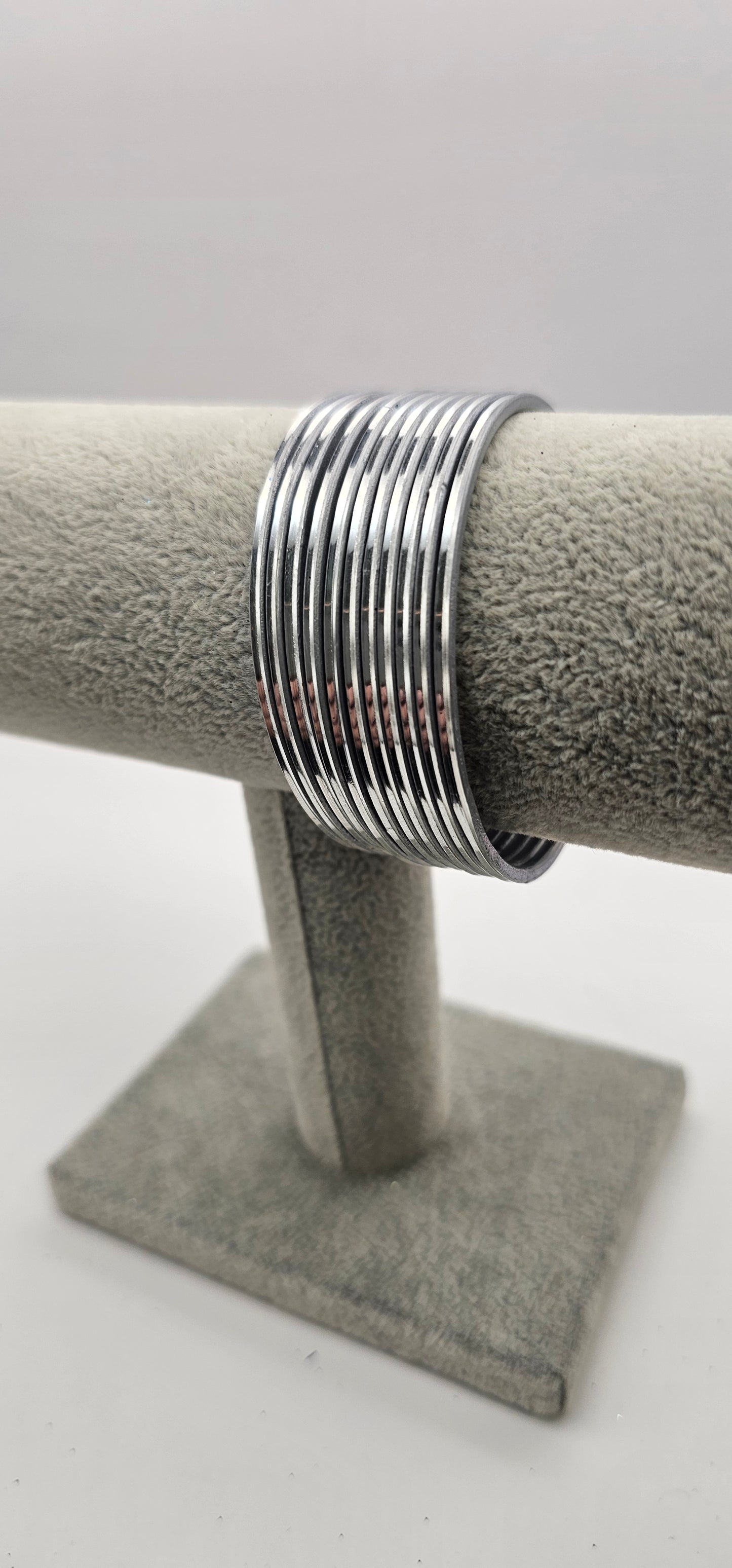 Silver Plain Metal Bangles Size 2.4