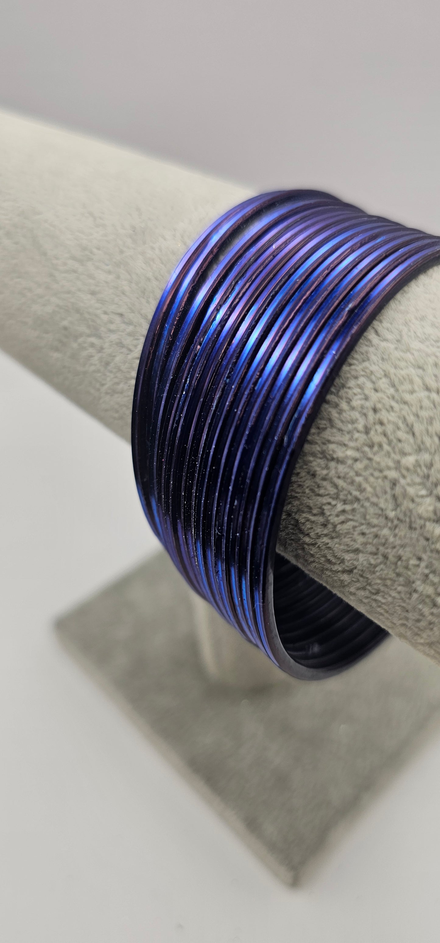 Navy Mid Blue Plain Metal Bangles Size 2.10