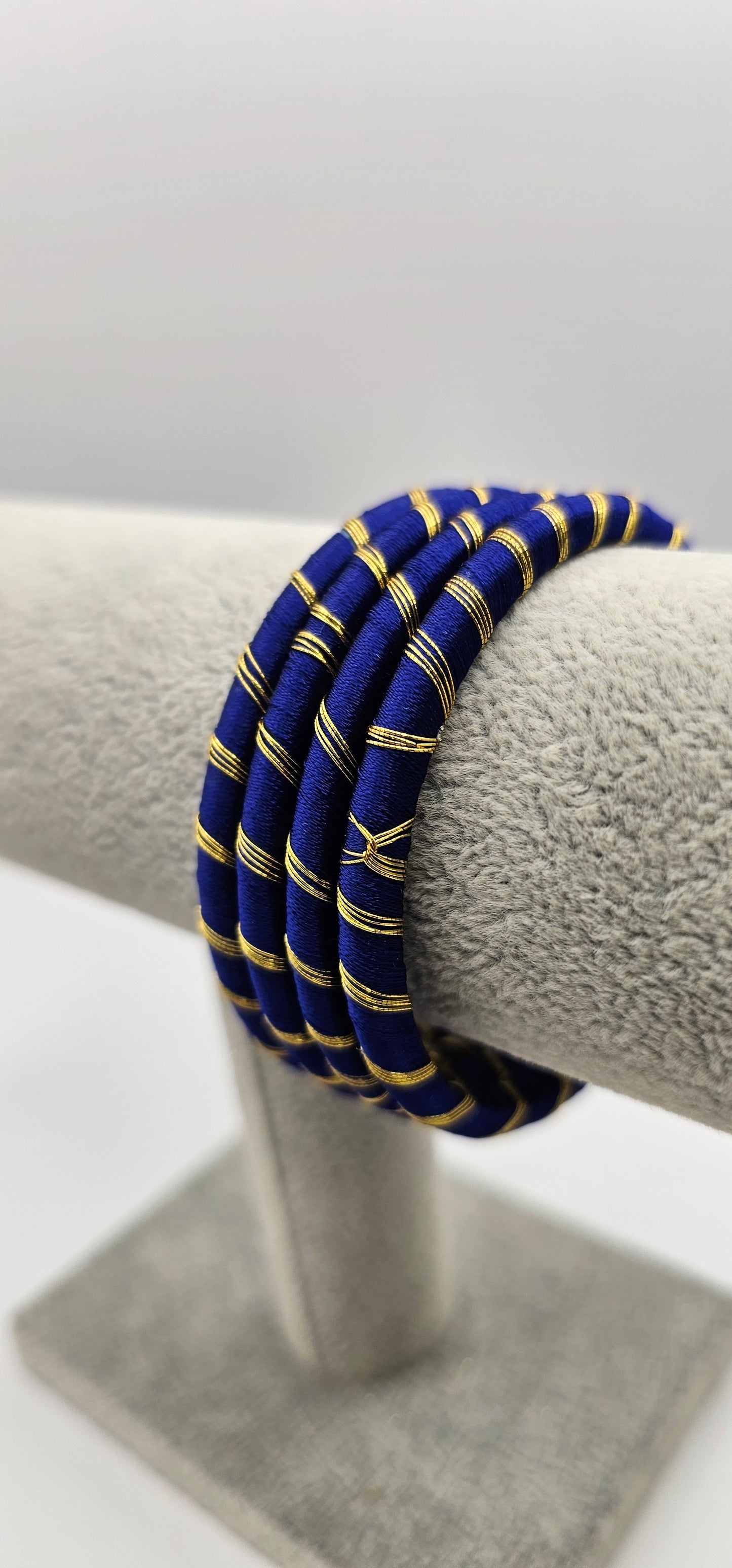 Navy & Gold Fabric Bangles Size 2.4