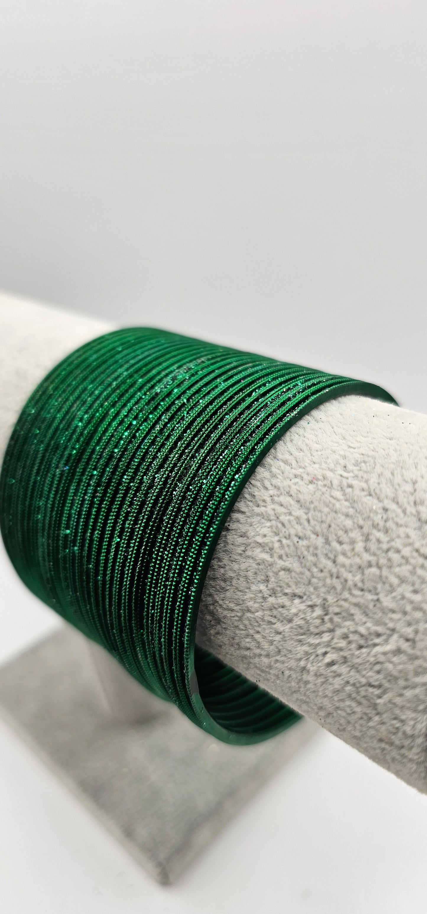 Dark Green Sparkly Metal Bangles Size 2.8