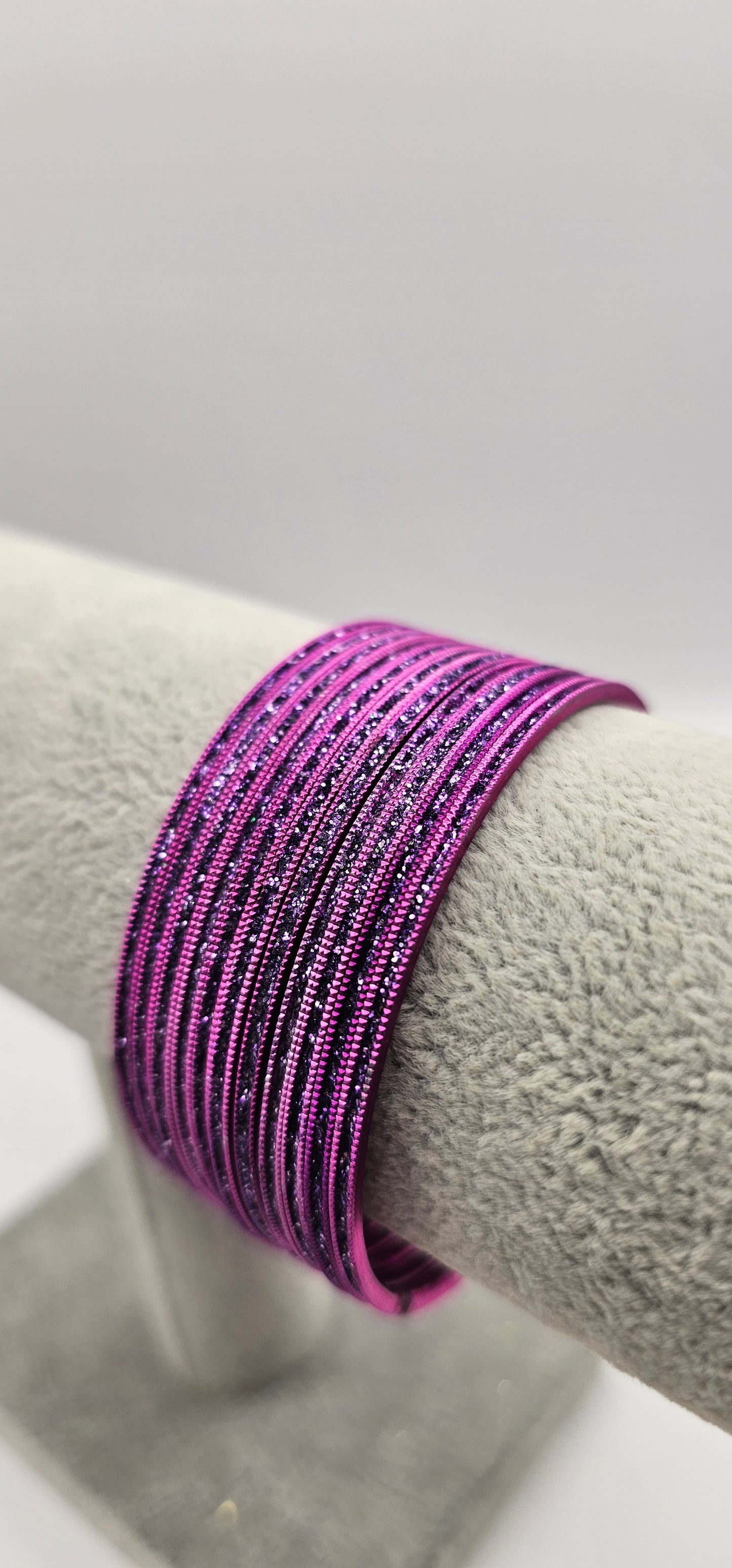 Purple Sparkly Metal Bangles Size 2.6
