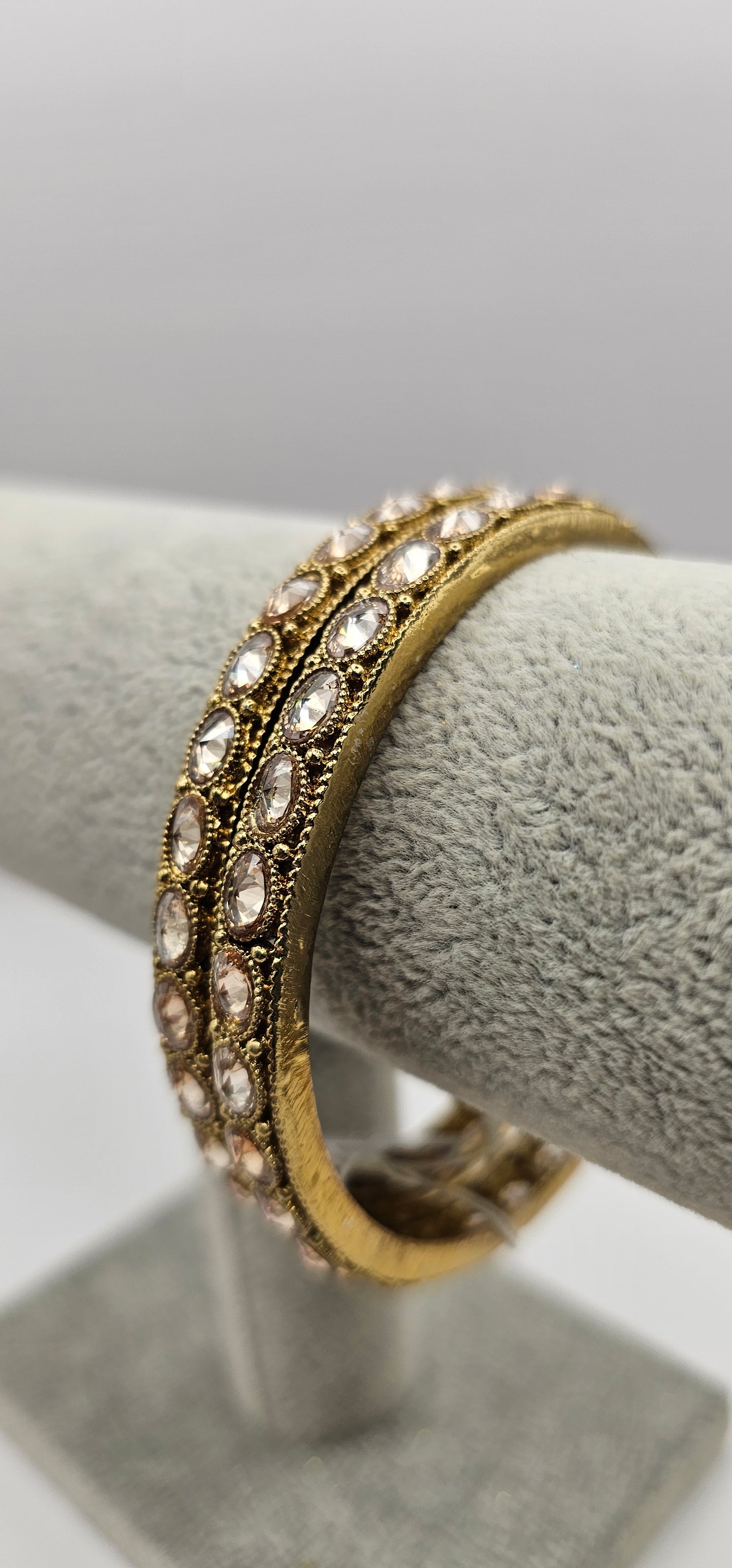 Gold & Glass Antique Polki Bangles Size 2.10