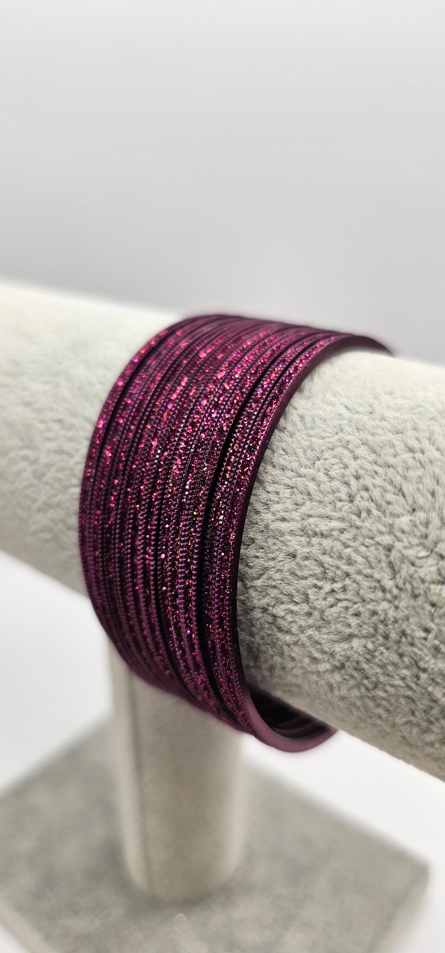 Magenta Dark Purple Sparkly Metal Bangles Size 2.4