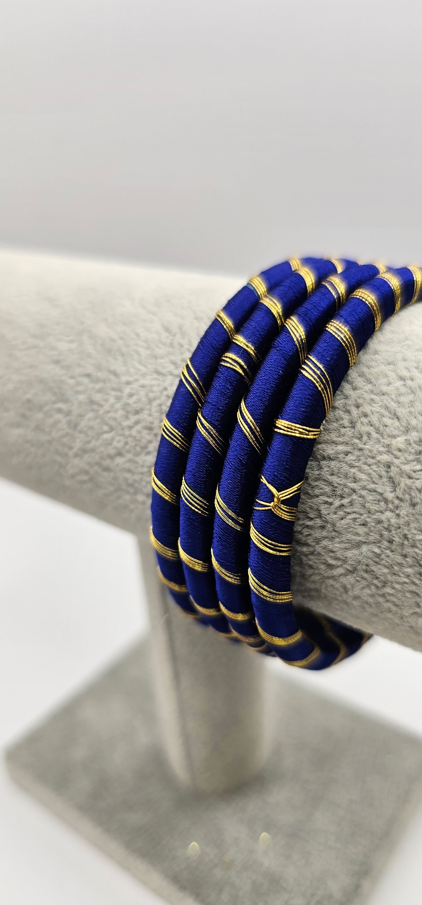 Navy & Gold Fabric Bangles Size 2.4
