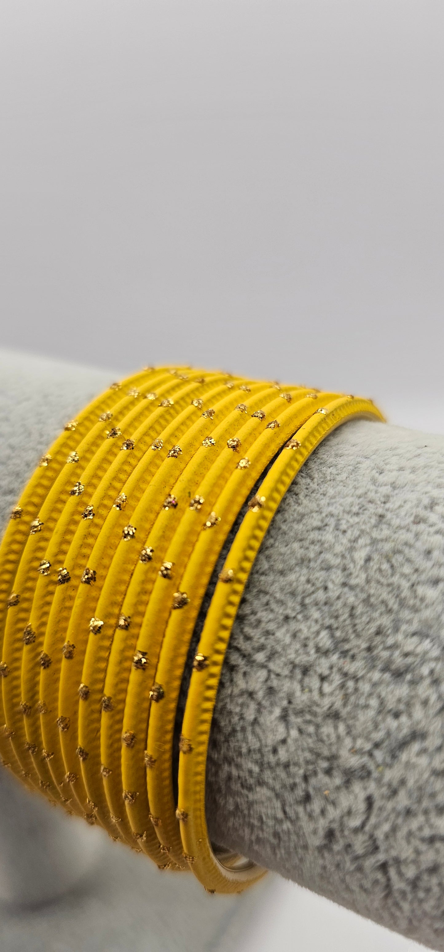 The Golden Cascade Mango Yellow Dot Design Bangles