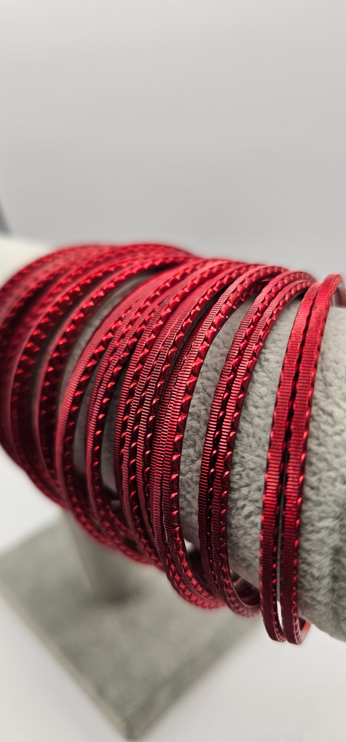 Red Touchstone Indian Metal Bangles Size 2.10