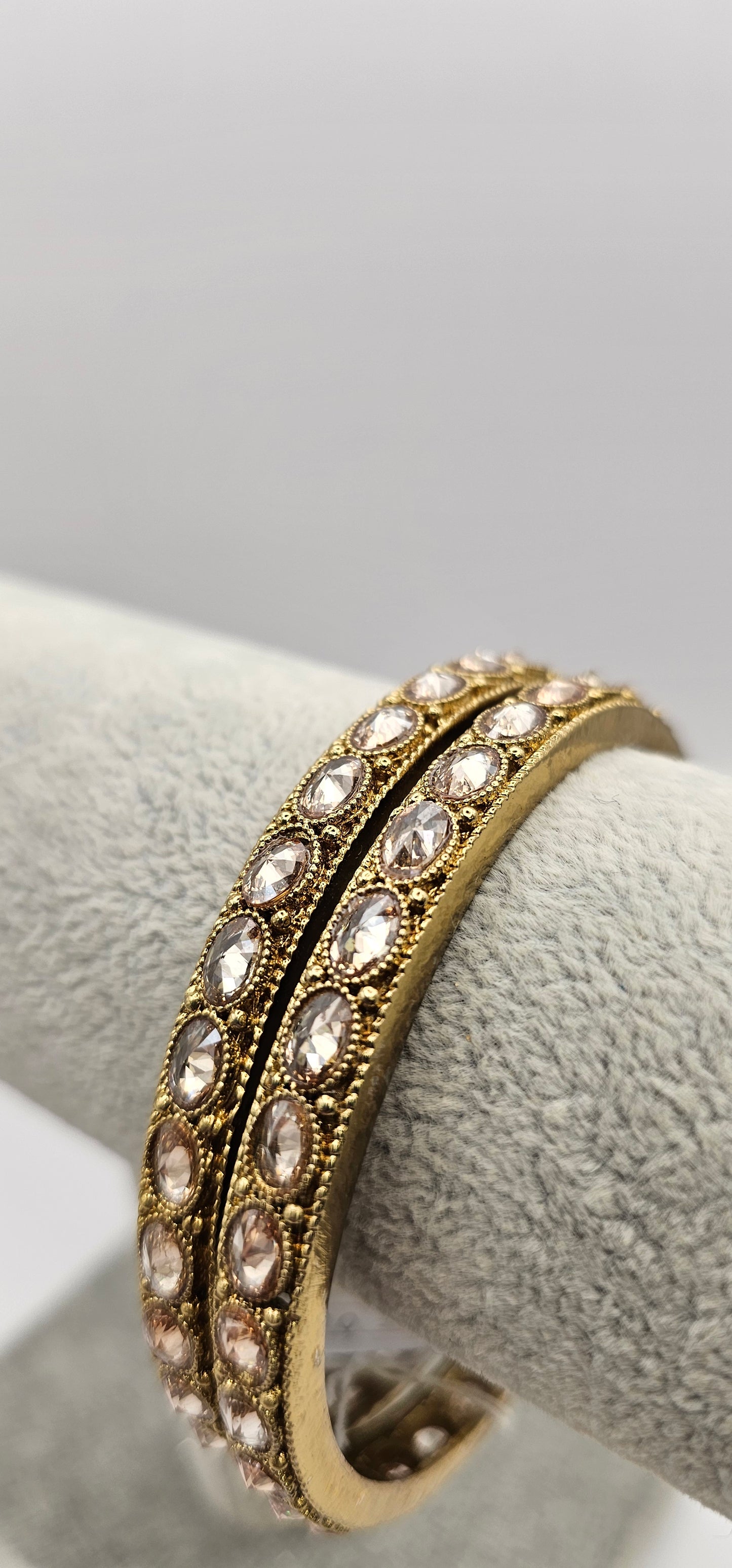 Gold & Glass Antique Polki Bangles Size 2.10