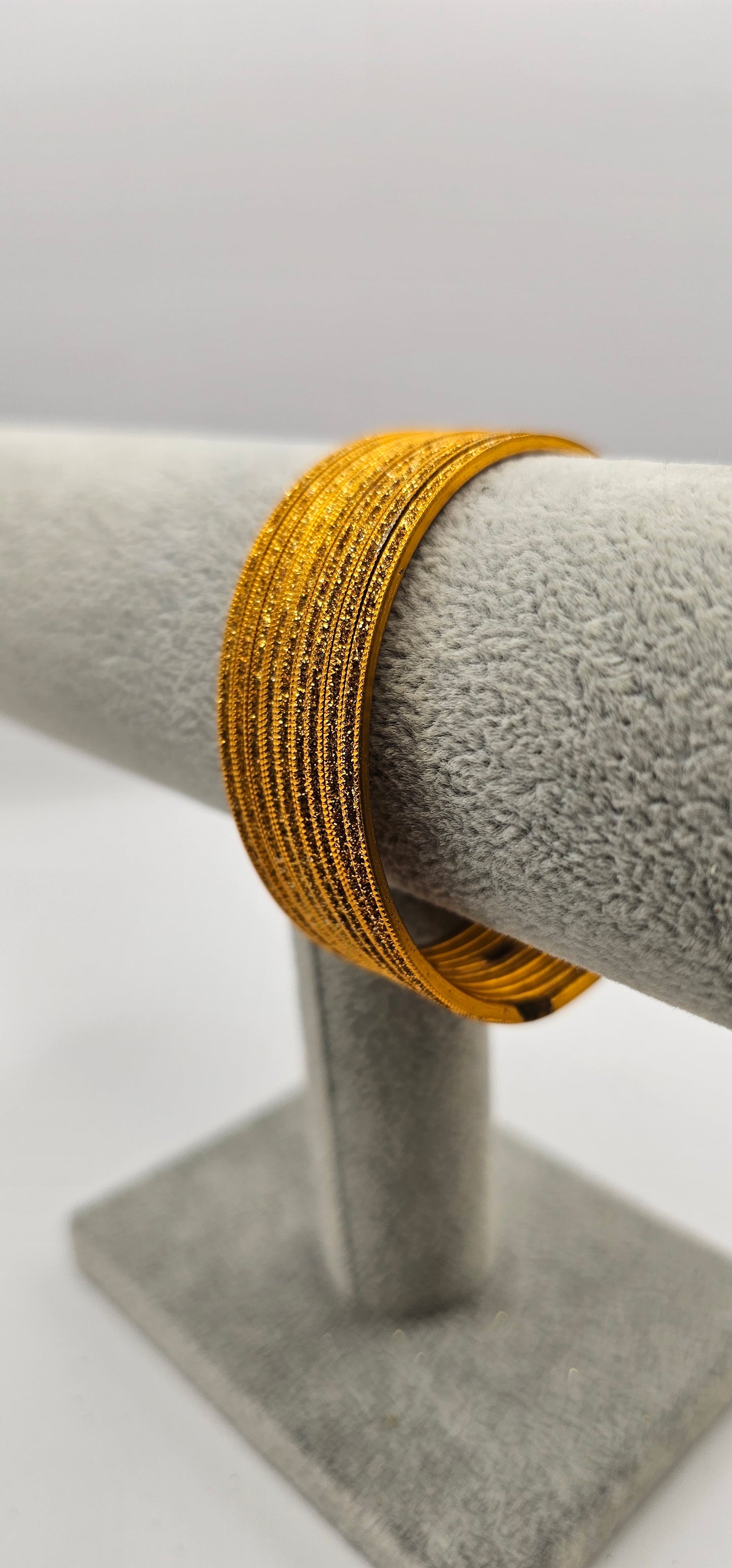 Orange Sparkly Indian Metal Bangles Size 2.6