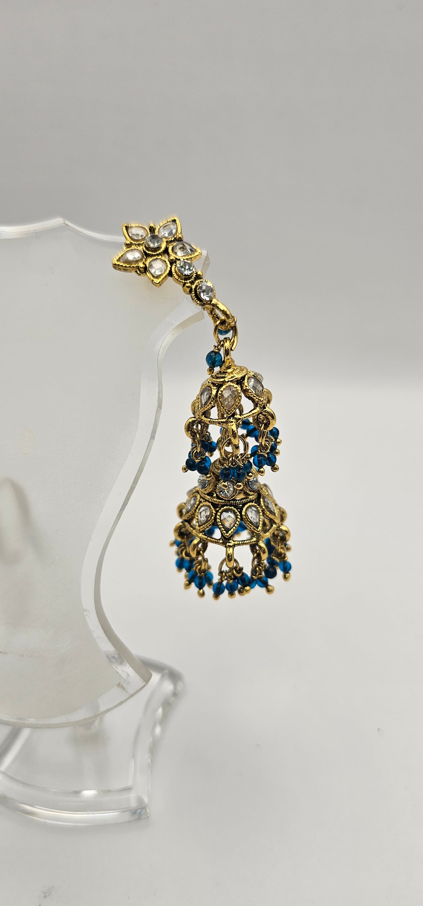 Gold, Navy & Diamond antique earrings