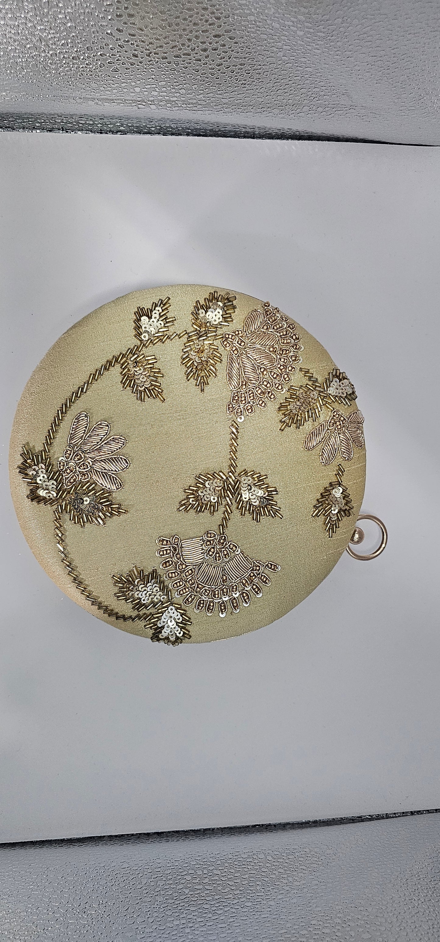 Embroidered Gold Clutch Bag