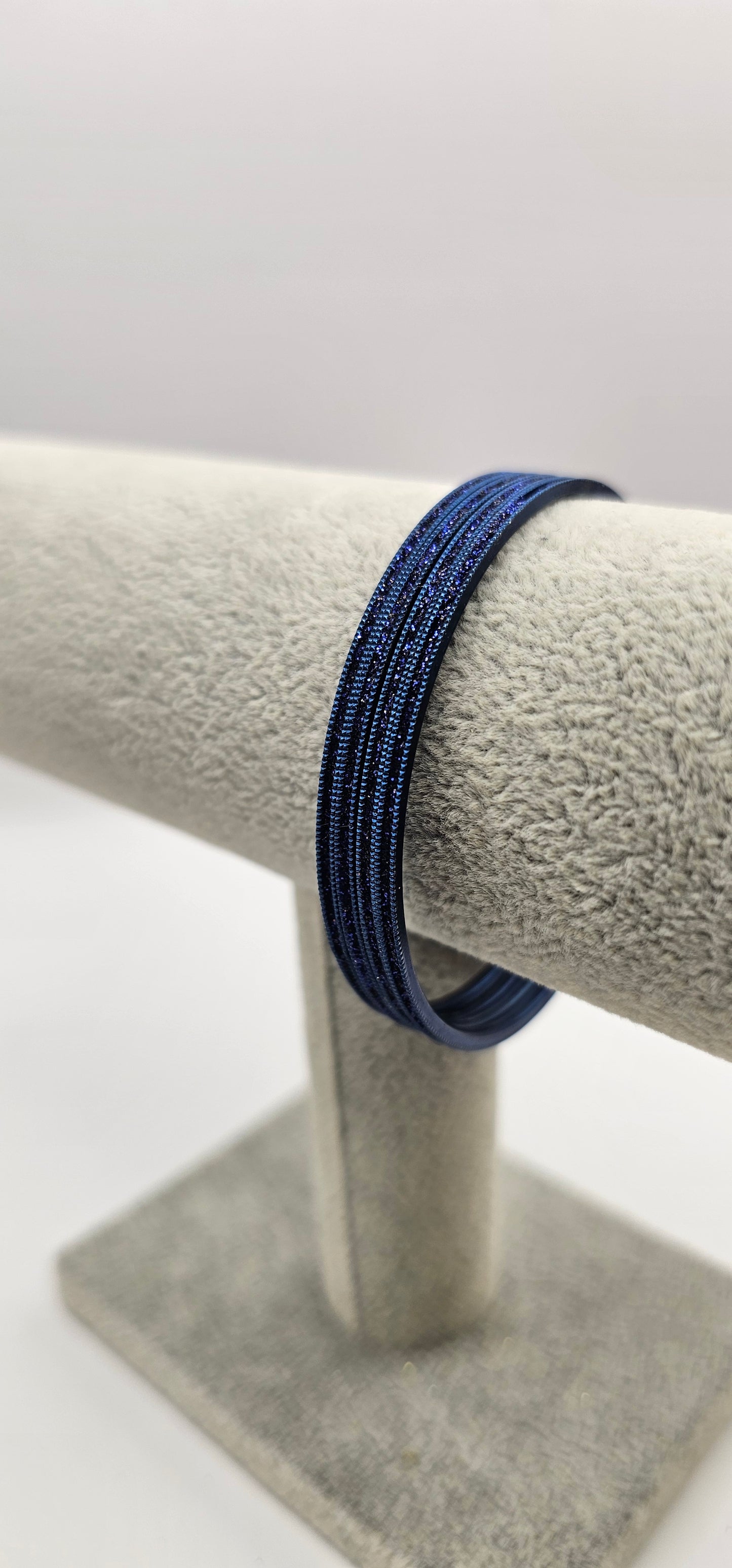 Navy Sparkly Metal Bangle Size 2.6