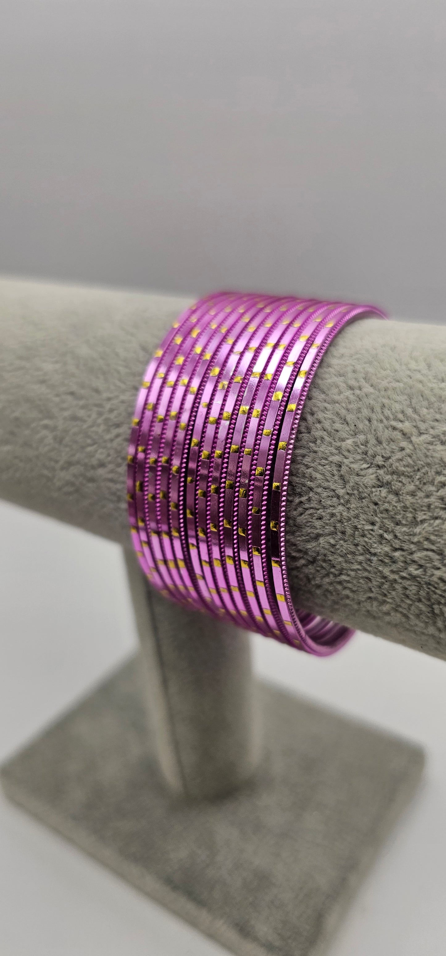 Light Pink & Gold Dot Metal Bangle Size 2.4