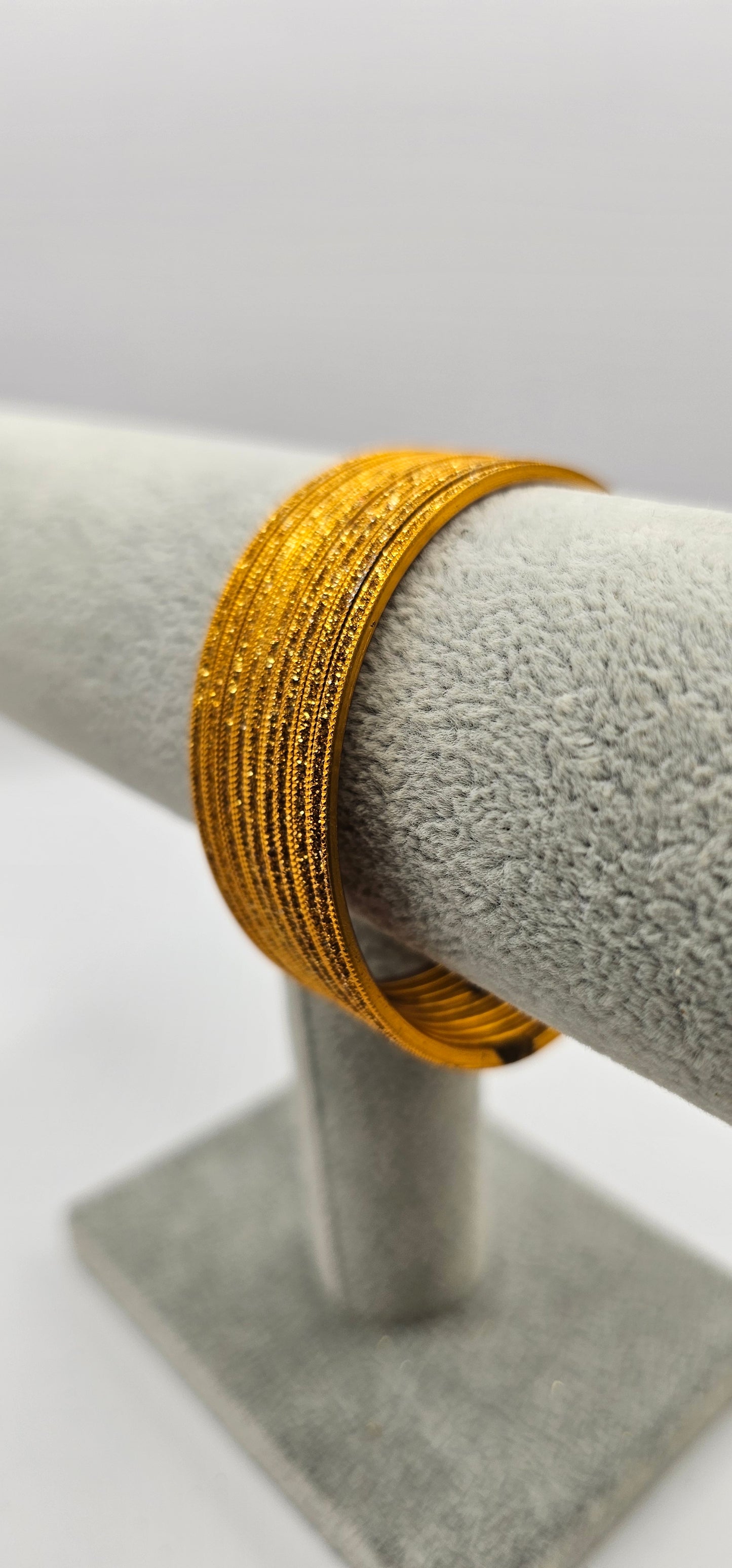 Orange Sparkly Indian Metal Bangles Size 2.6