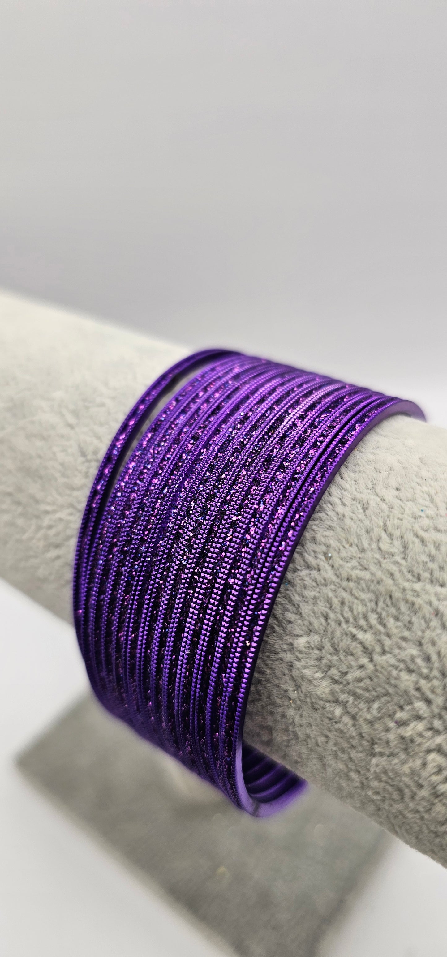 Dark Purple Sparkly Metal Bangles Size 2.8