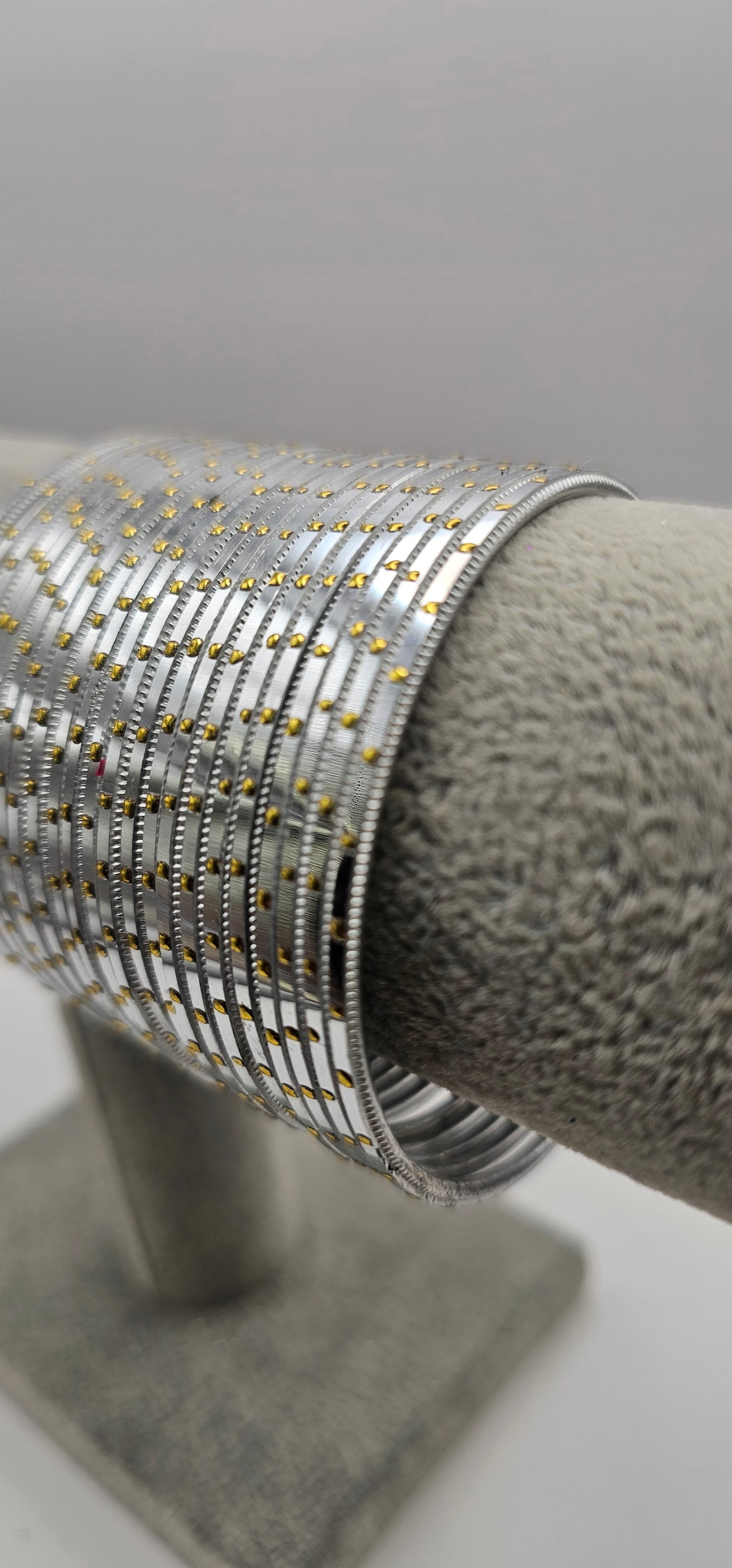 Silver & Gold Dot Metal Bangles Size 2.6