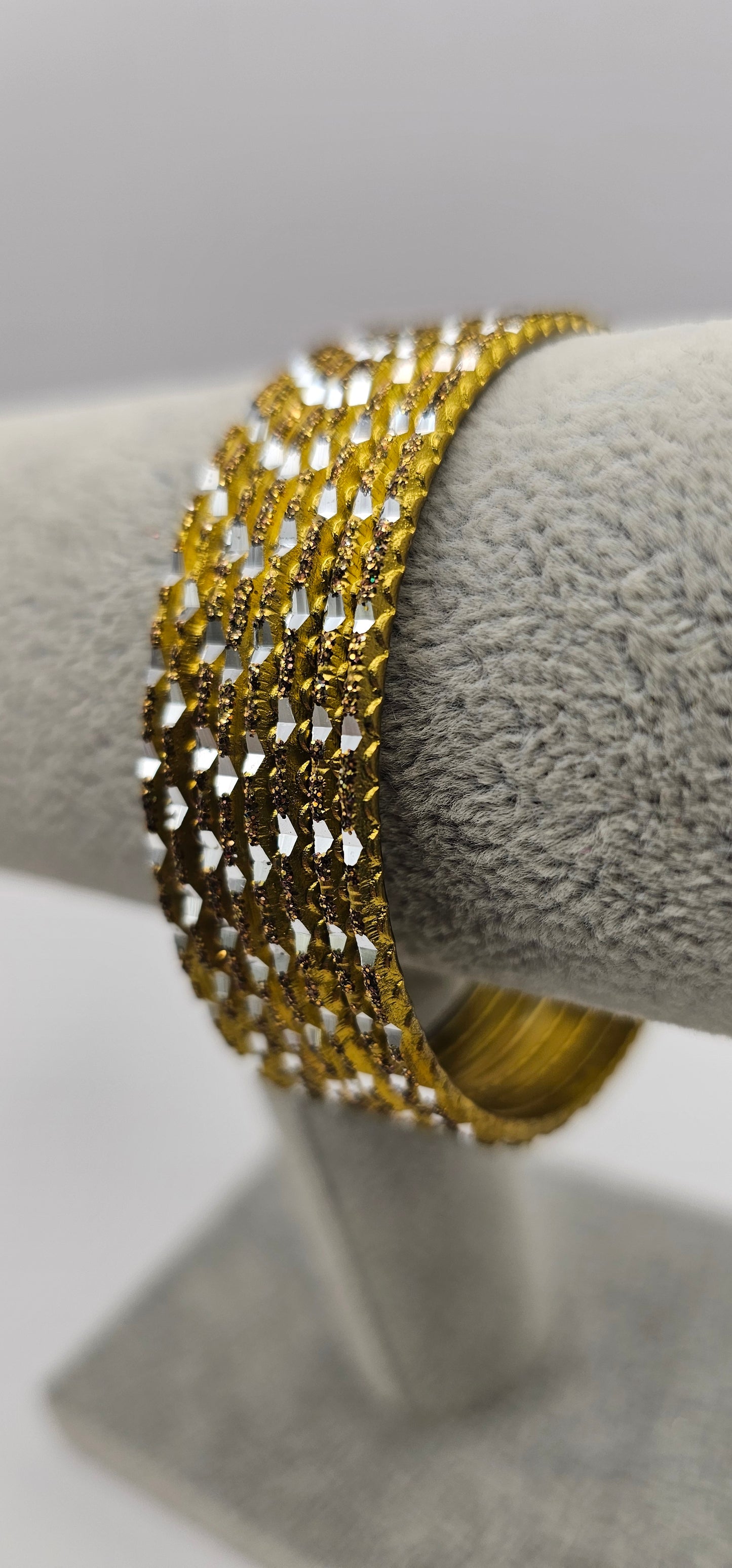 Gold Reflective Touchstone Indian Bangles Size 2.8