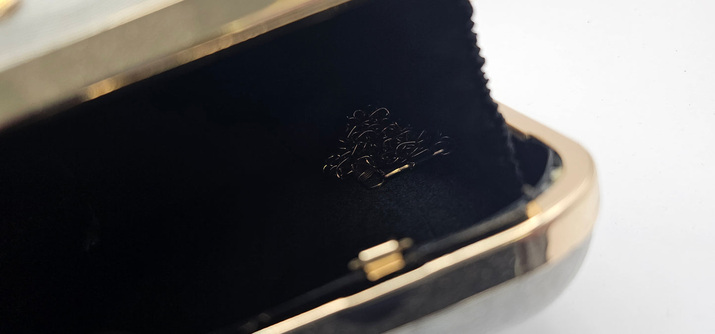 Silk Off White Mandala Design Square Clutch Bag