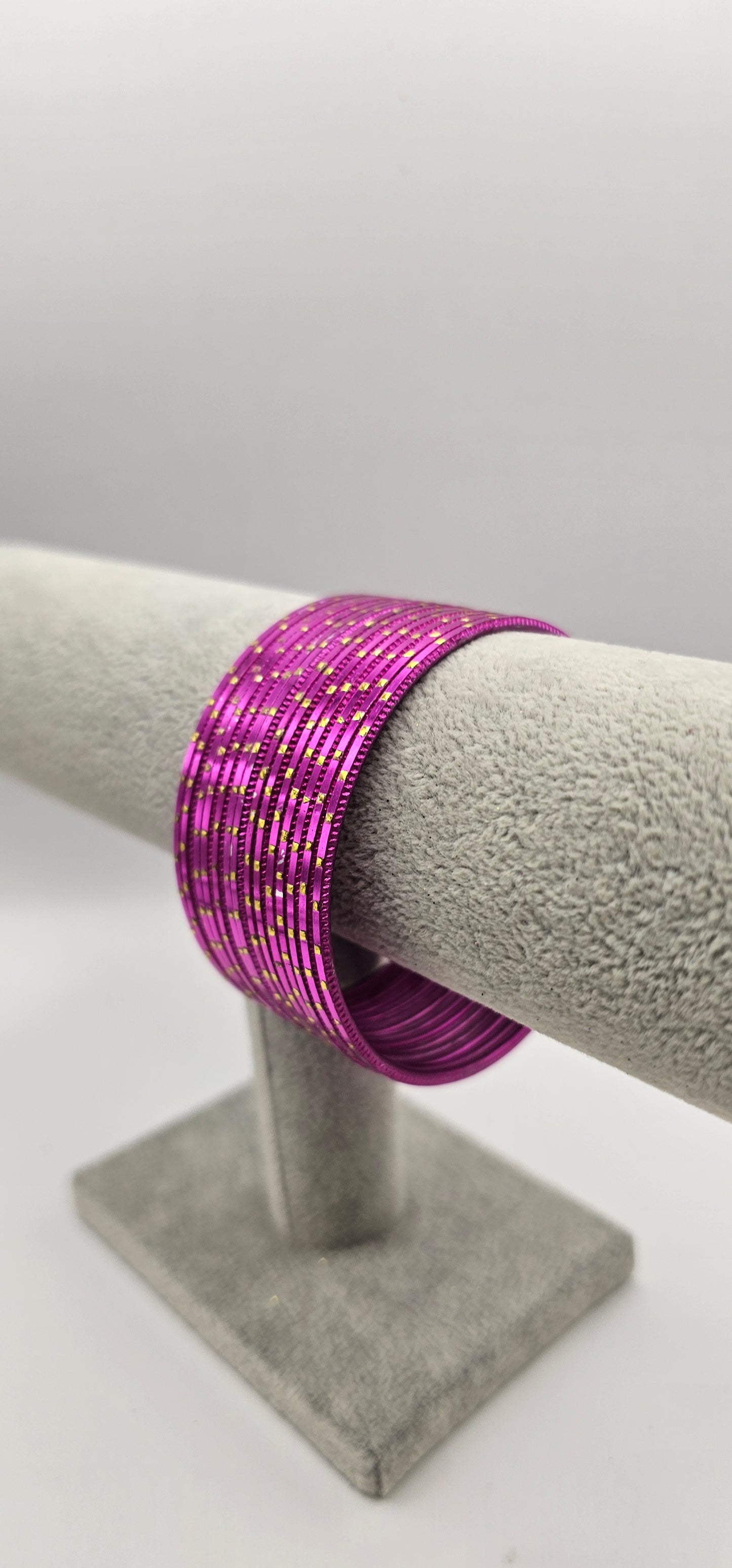 Cerise & Gold Dot Metal Bangle Size 2.10