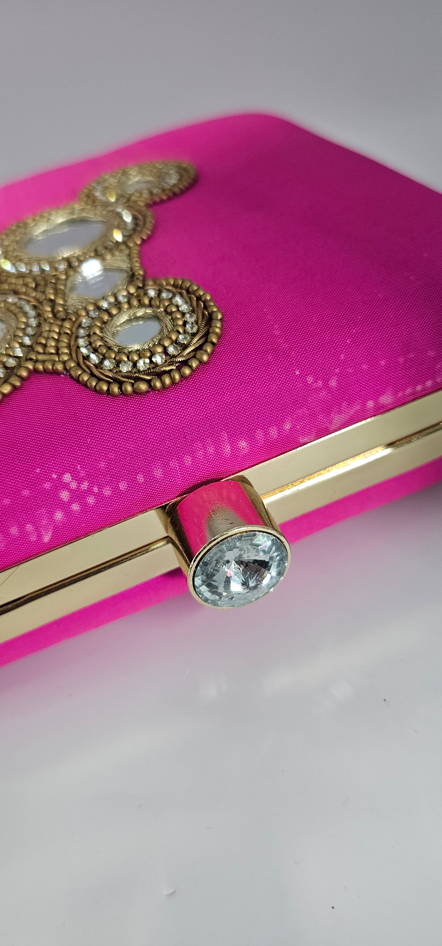 Pink Embroidery, Beads, Cut Work Ishani Clutch With Sling