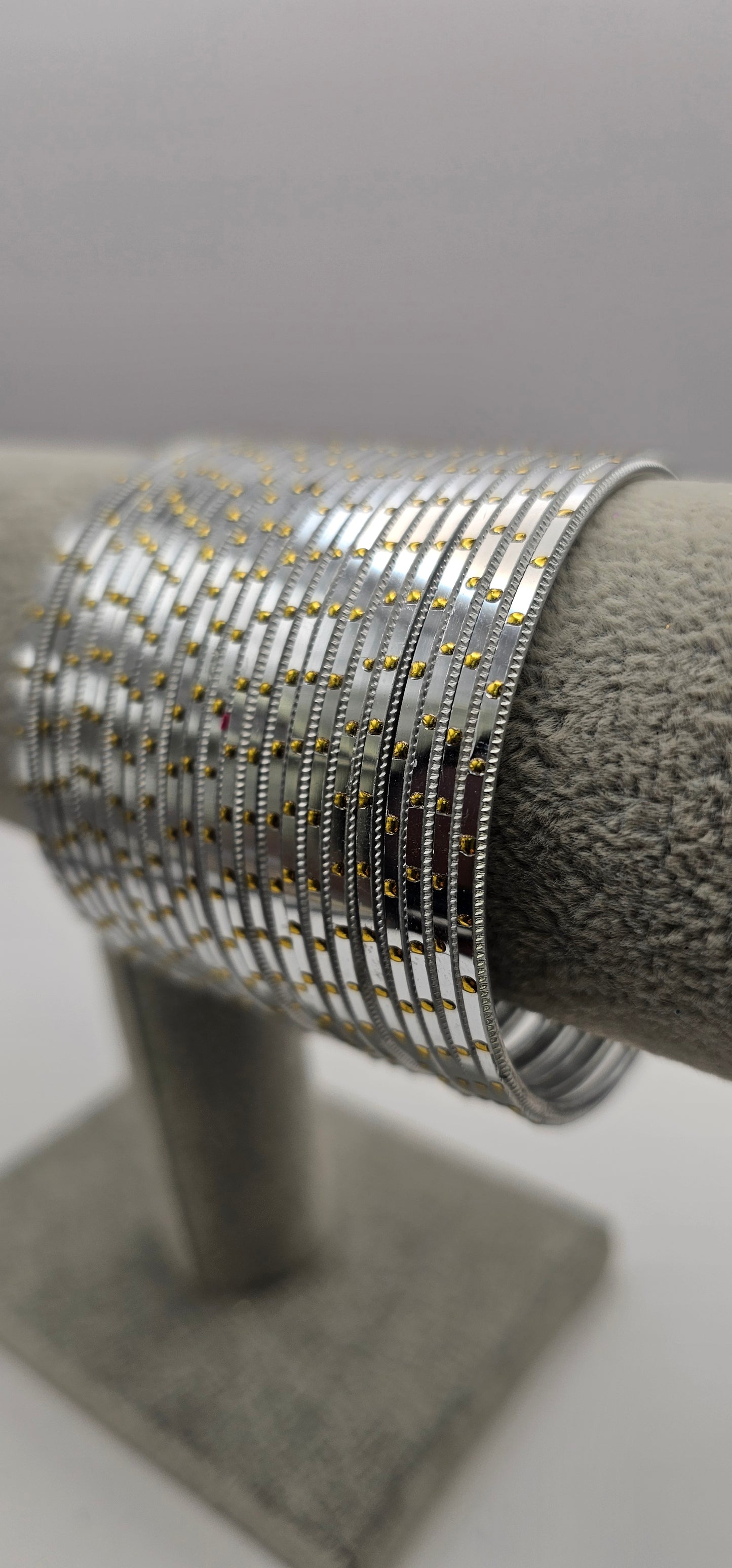 Silver & Gold Dot Metal Bangles Size 2.6