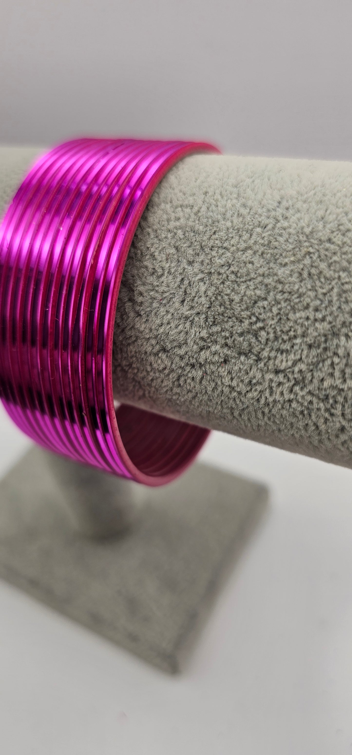 Matte Fuschia Plain Metal Bangles Size 2.10