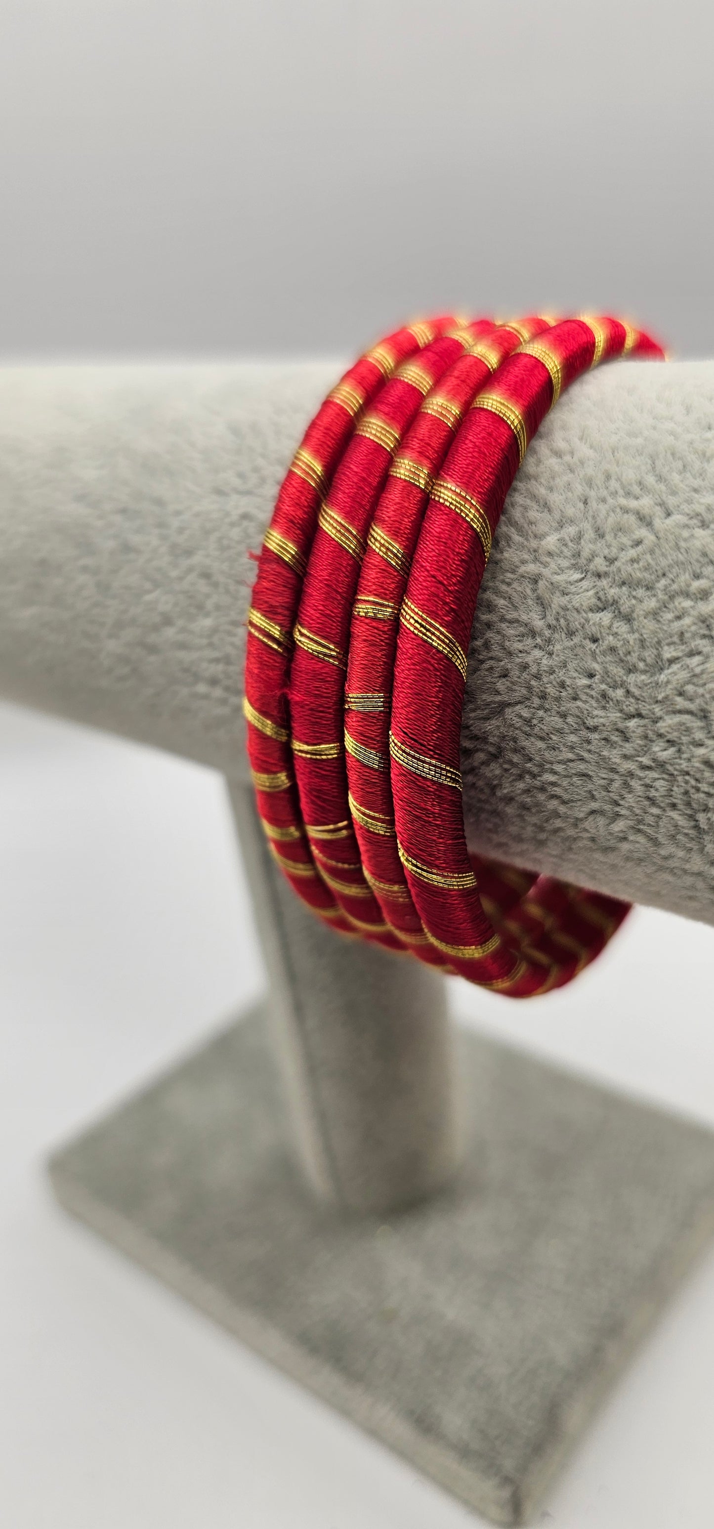 Red & Gold Fabric Bangles