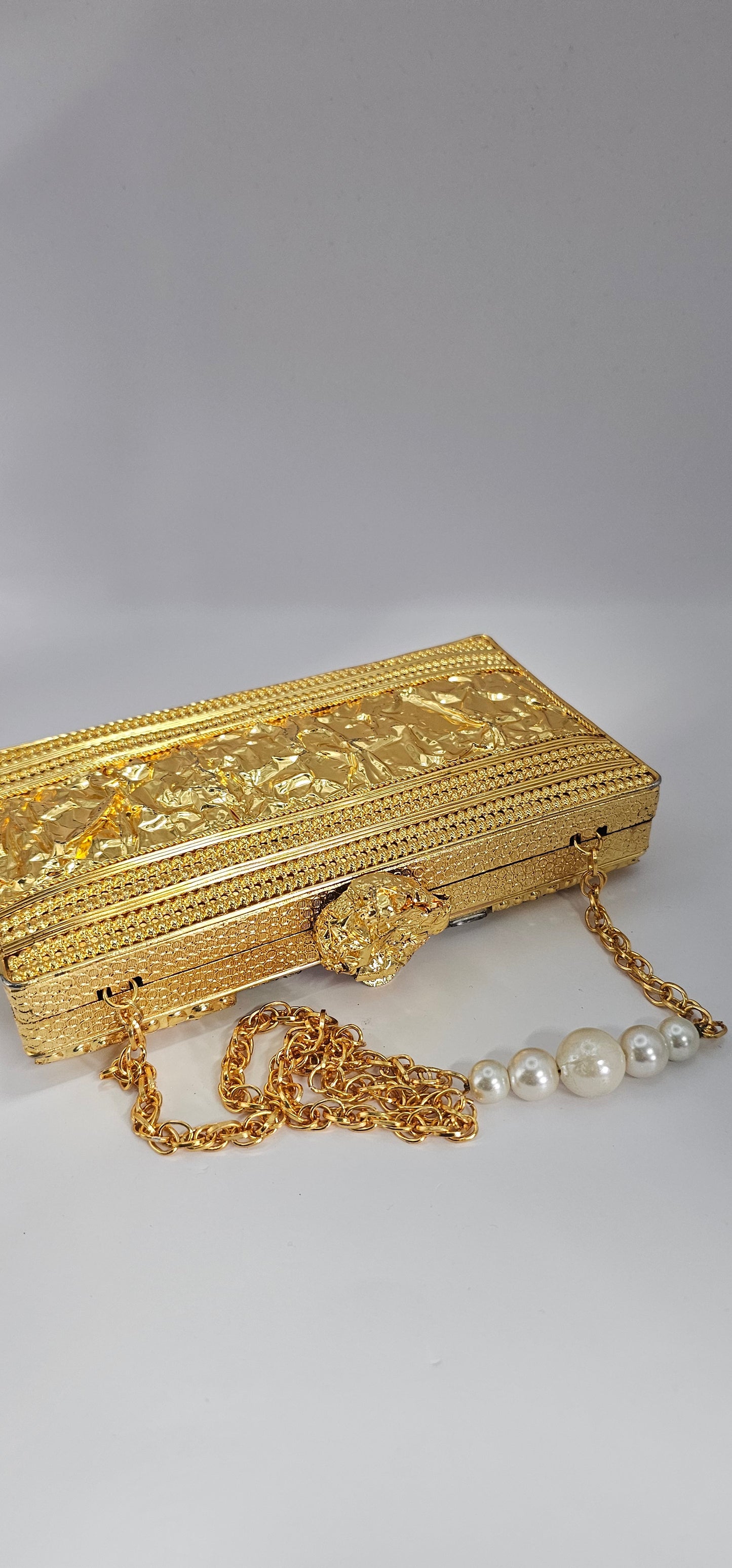 Gold Handmade Clutch Metallic Mother of Pearl Bridal Gold Embellished Luxury Brass Purse for Women