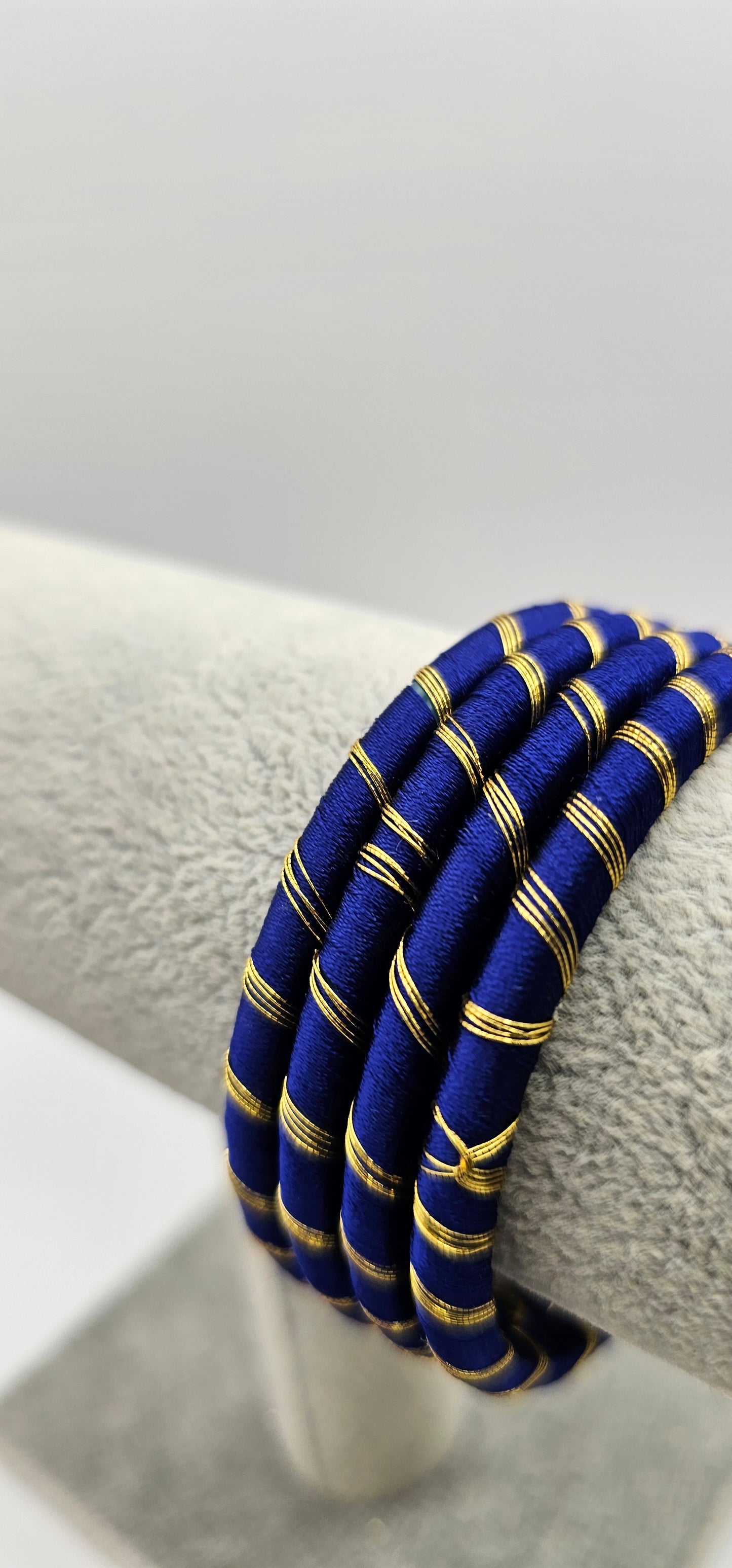 Navy & Gold Fabric Bangles Size 2.4