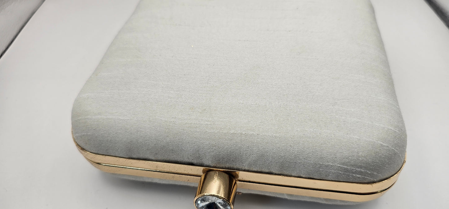 Silk Off White Mandala Design Square Clutch Bag