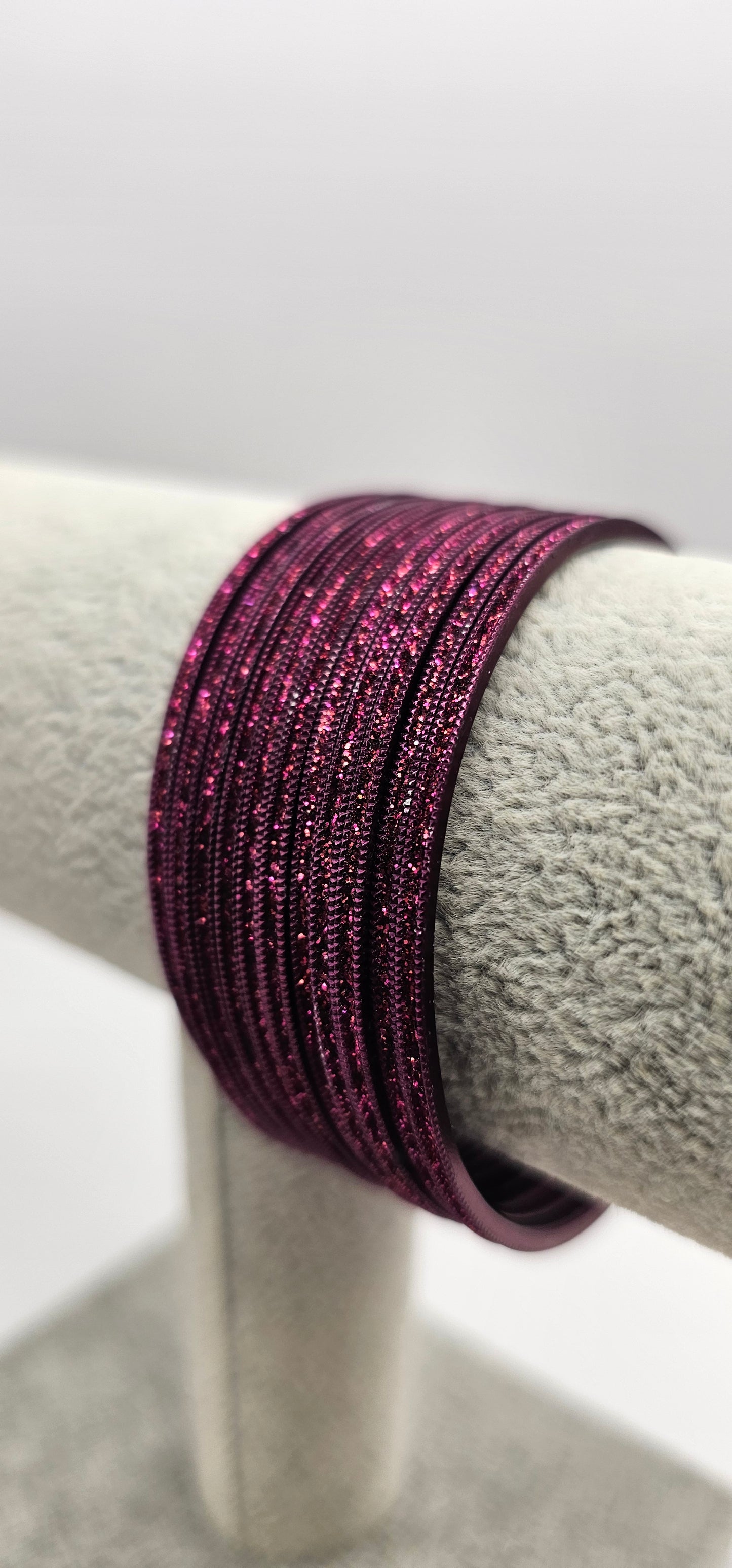 Magenta Dark Purple Sparkly Metal Bangles Size 2.4
