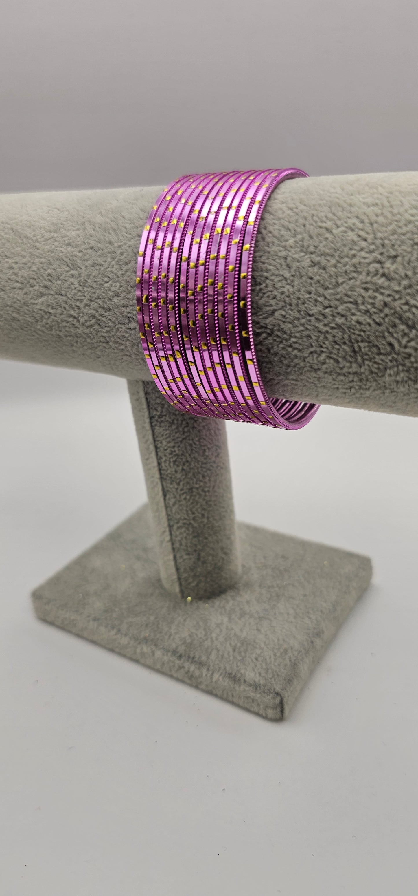 Light Pink & Gold Dot Metal Bangle Size 2.4