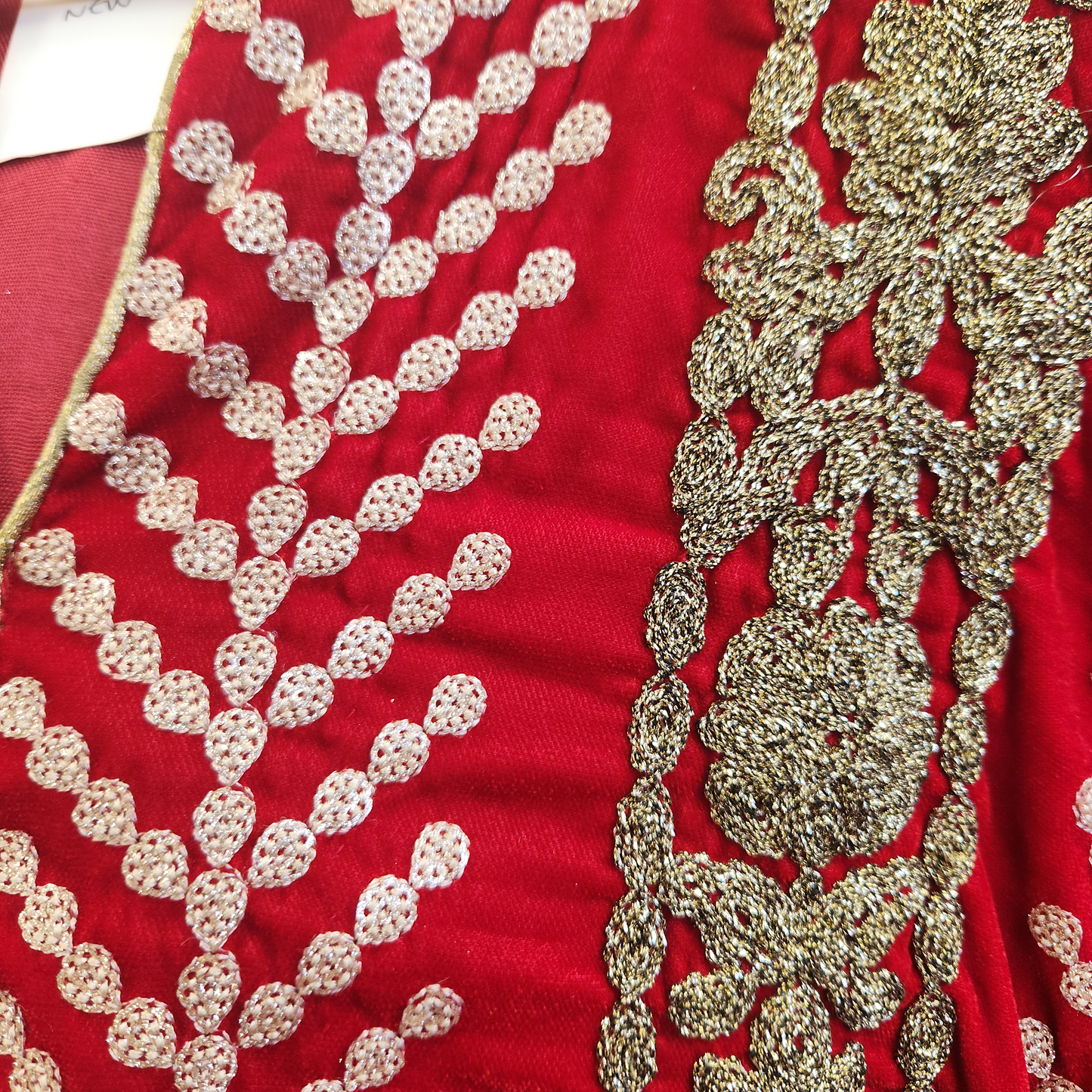 Red & Gold Velvet Evening Wear 2pc Top Kameez
