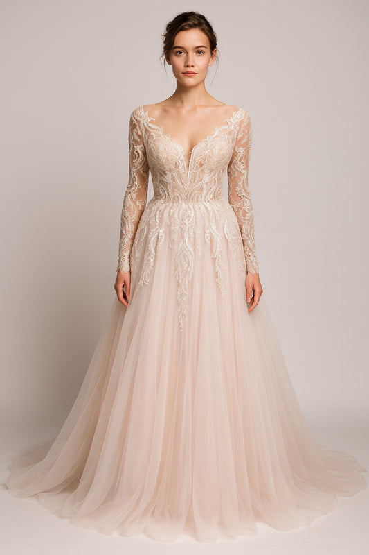 Baby Pink Wedding Dress/ Designer: Tina Valerdi