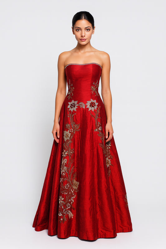 Red & Gold Bridal Wear Dress