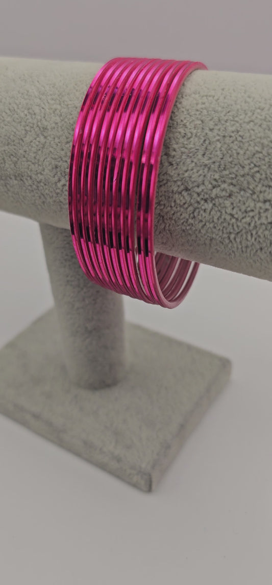 Matte Pink Metal Bangles Size 2.10
