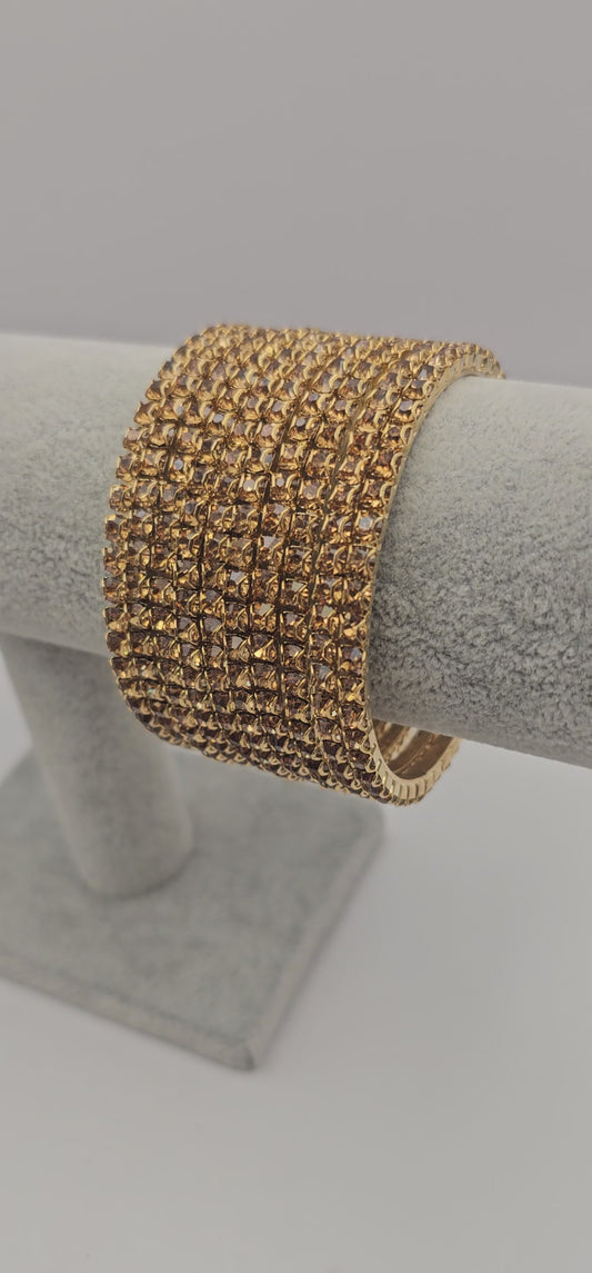 Touchstone "Golden Bangle Collection Indian Bollywood Stunning Clear Rhinestone Size 2.8