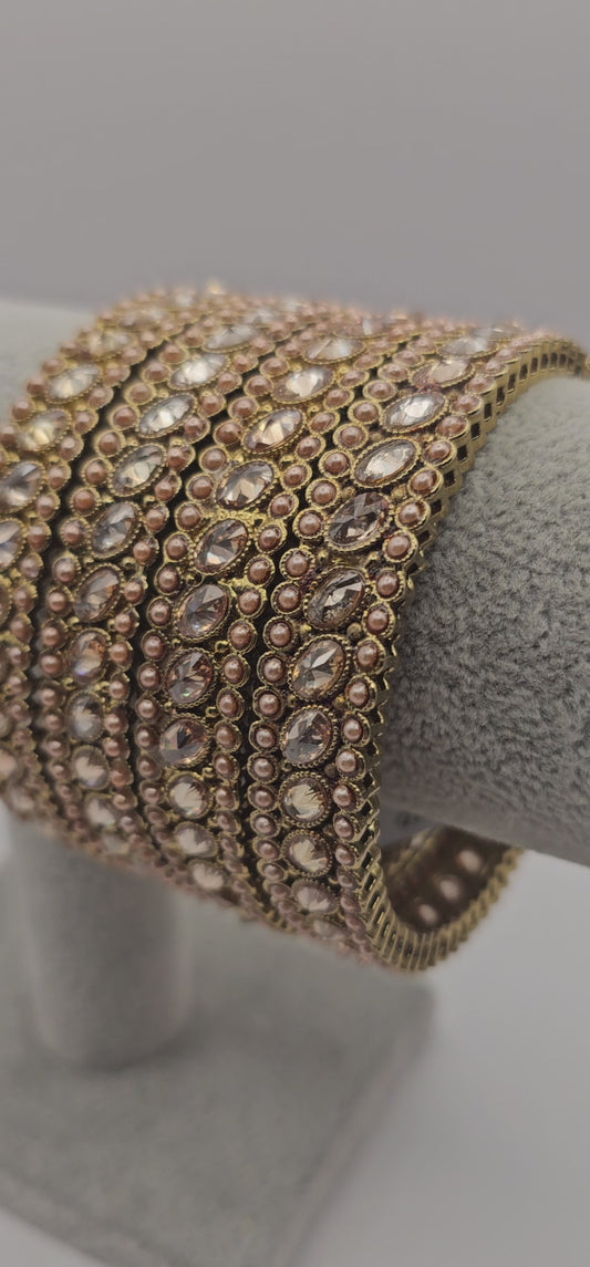 ANTIQUE GOLD 'MEHER' POLKI KANGAN KARAY Size 2.8