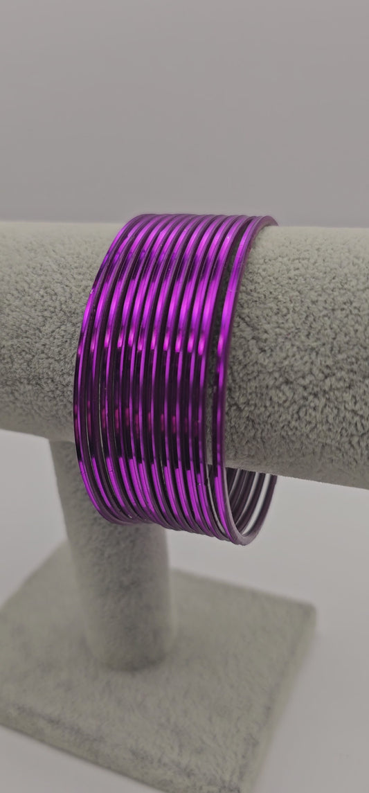 Matte Dark Purple Plain Metal Bangles Size 2.10
