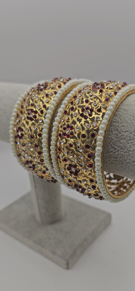 Aleezay Hyderabadi jadau flower shaped bangles in navratan , indian jewellery Size 2.10