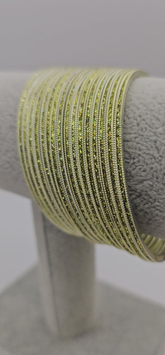 Light Green Sparkly Metal Bangles Size 2.8