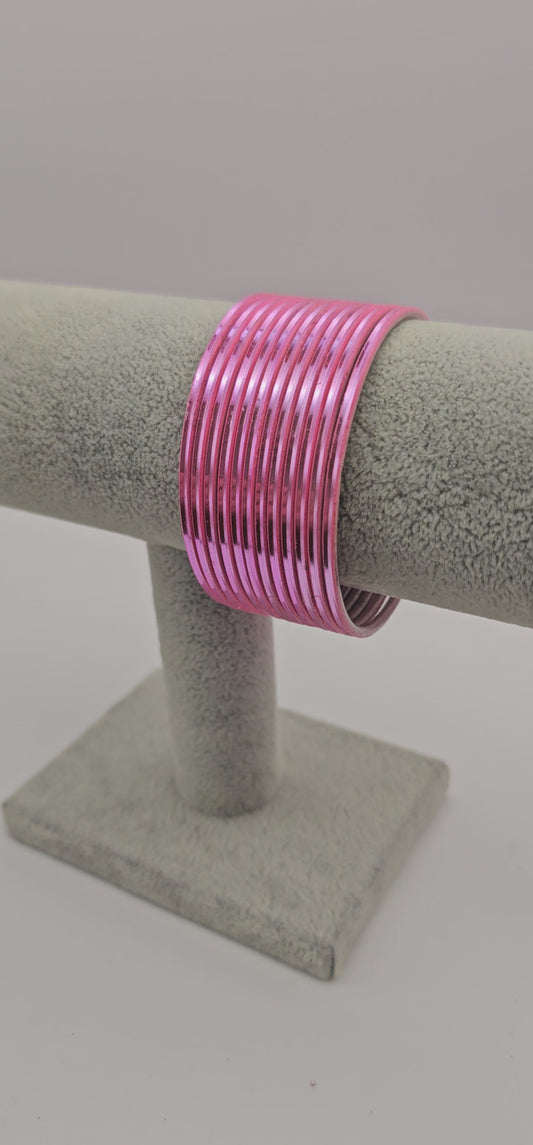Matte Baby Pink Metal Bangles Size 2.6
