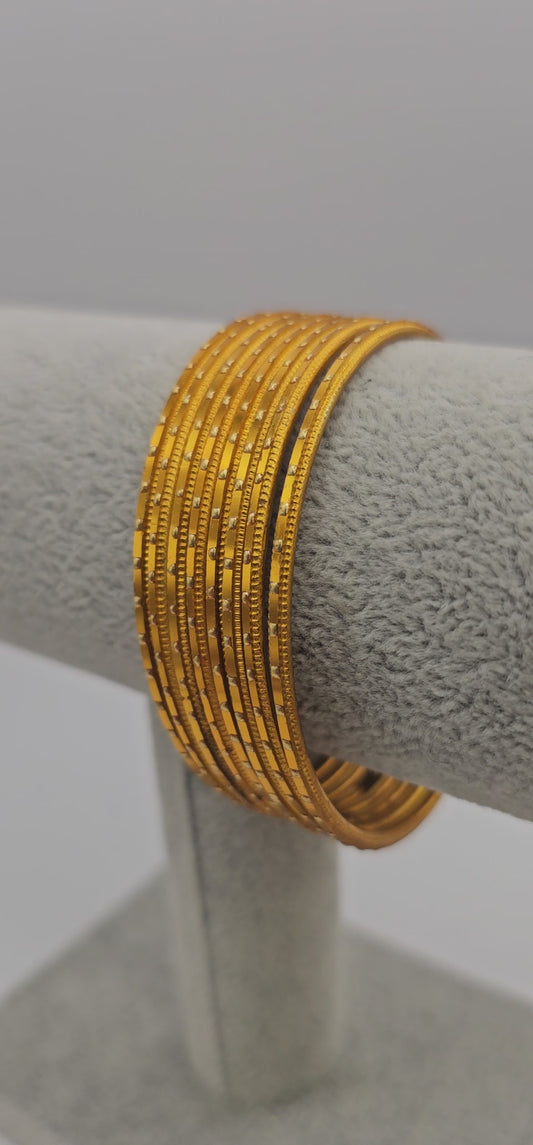 Gold Metallic & Gold Dot Bangles - Size 2.6