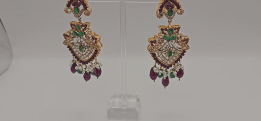 Silver Nalini Jadau Necklace Earrings Set