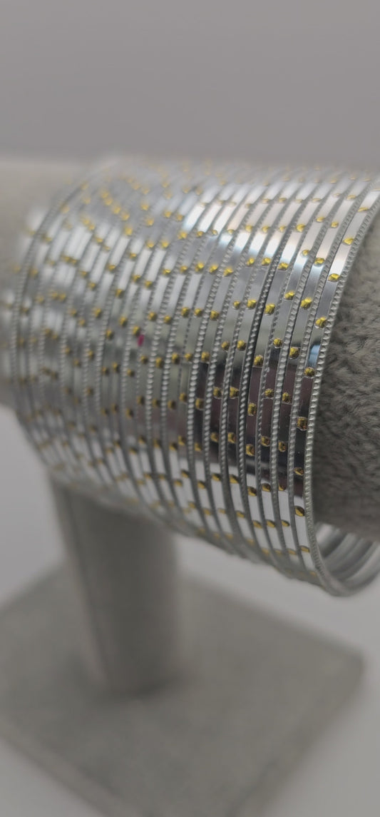 Silver & Gold Dot Metal Bangles Size 2.6