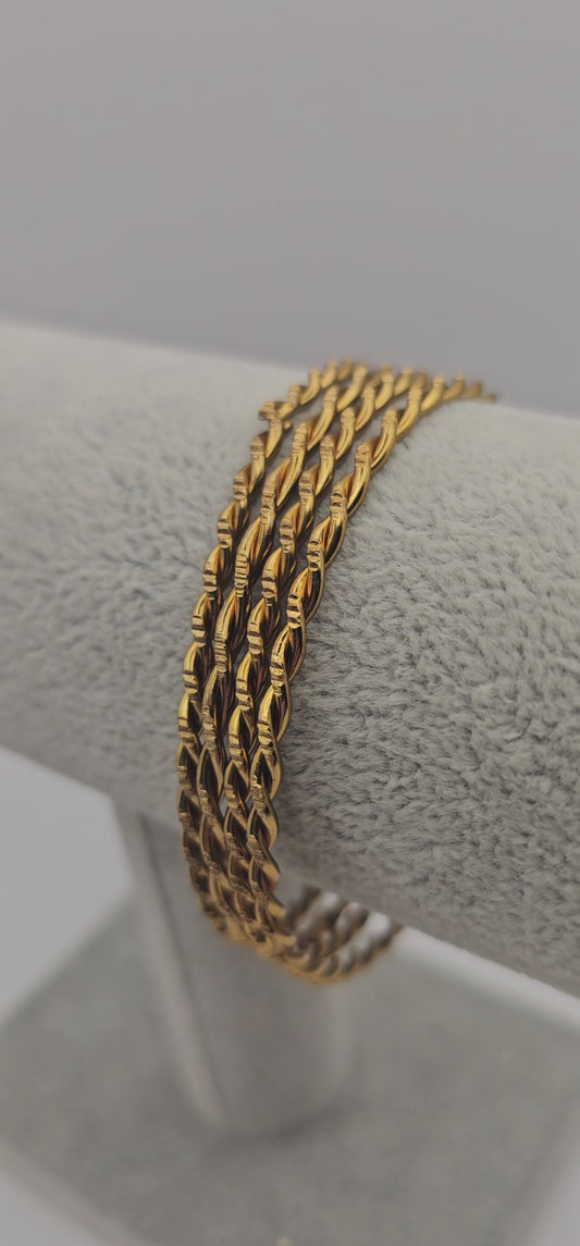 Antique Gold - Steel Twisted Bangles Size 2.6