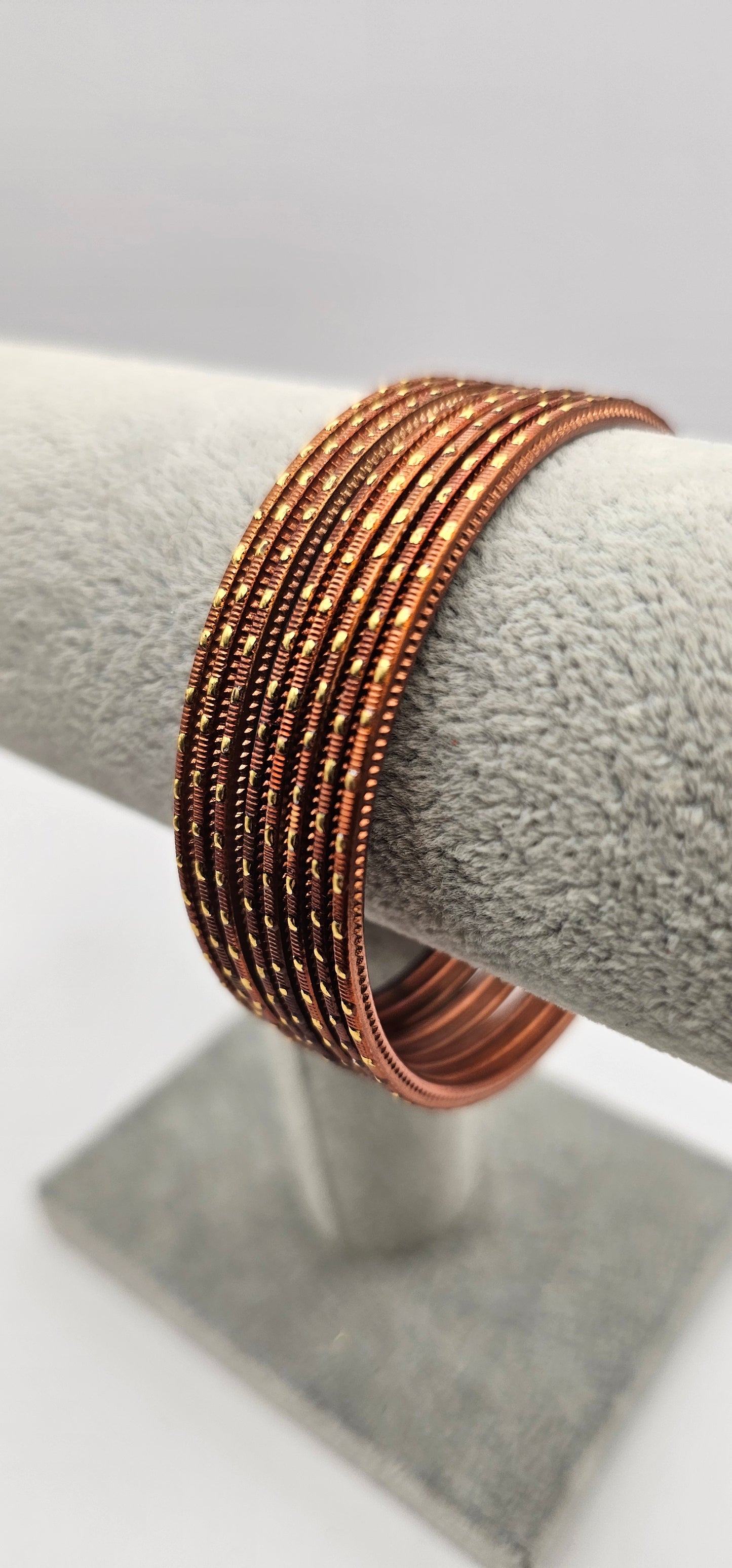 Brown & Gold Dot Metal Bangles Size 2.10