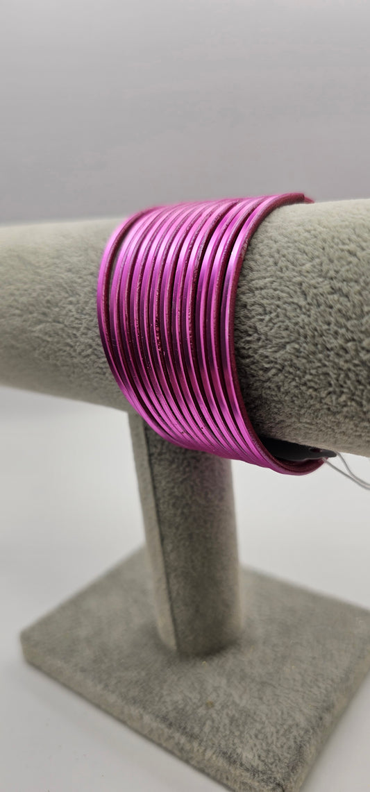 Pink Plain Metal Bangles Size 2.4