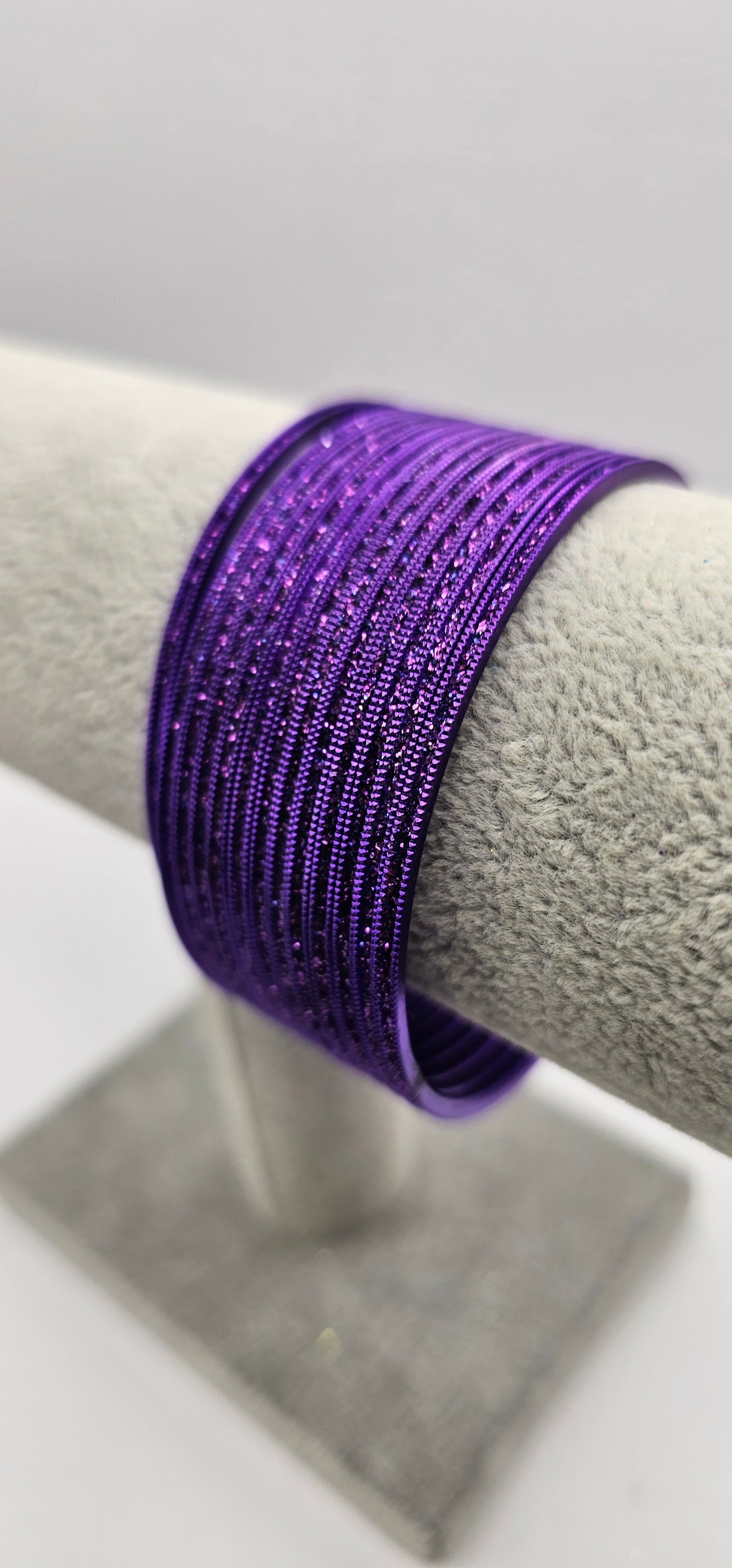 Dark Purple Sparkly Metal Bangles Size 2.8