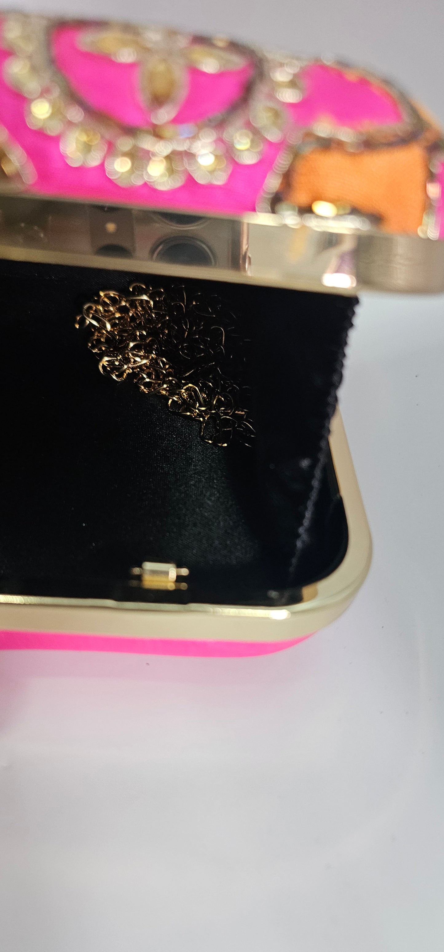 Pink & Orange Fabric Clutch Bag